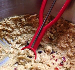 Updated 100 year old Oatmeal Cookie Recipe Cookie Dough with great red scoop www.diningwithmimi.com