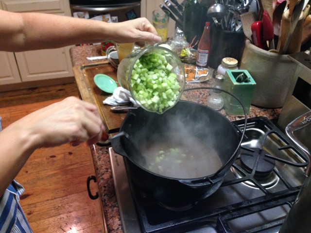 Pay attention to steam created as you add the veggies