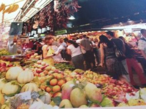 Fruits and vegetables in outdoor market
