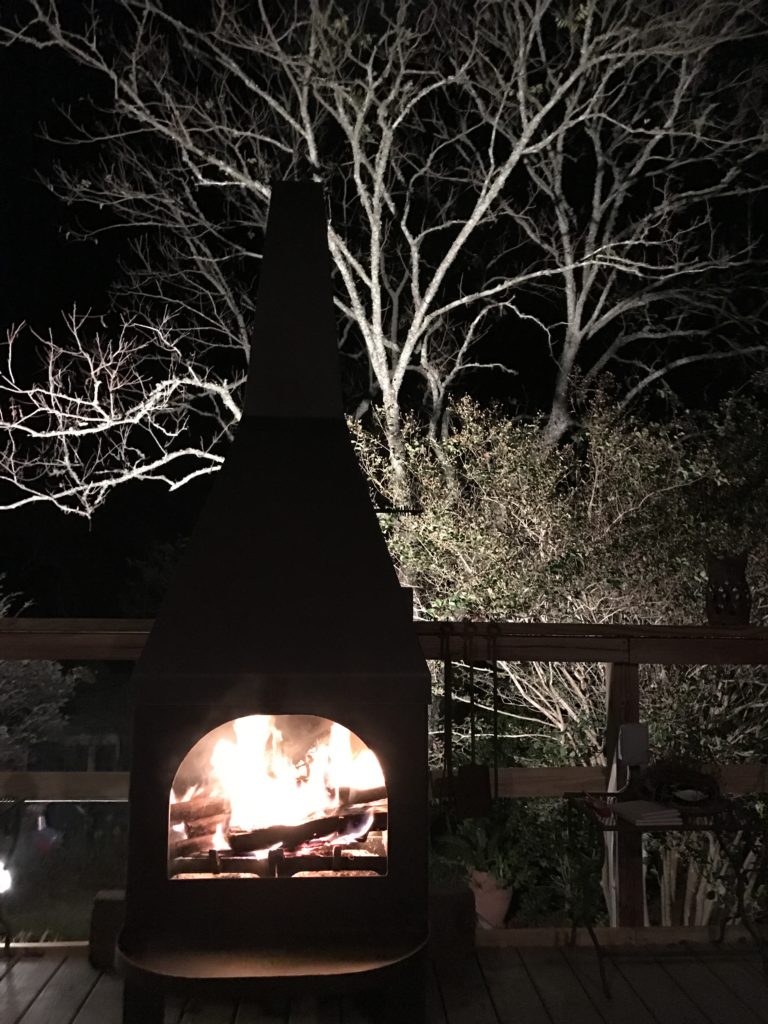 Fire Pit loaded with wood