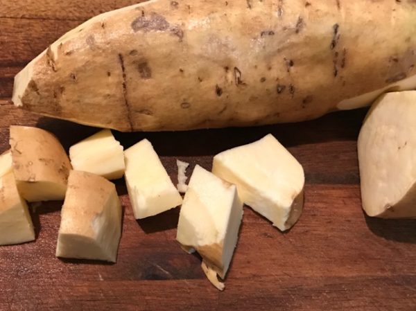 Cutting Board of White Sweet Potato