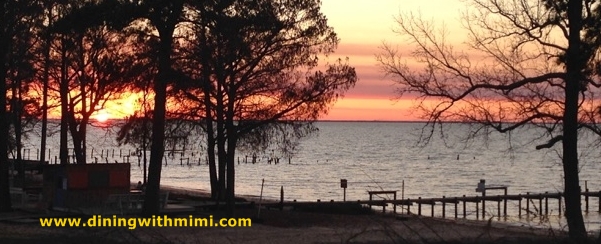 Sunset on Mobile Bay with Tree Shadows