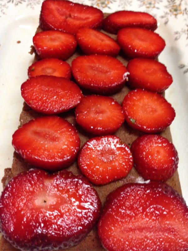 Strawberries on cake