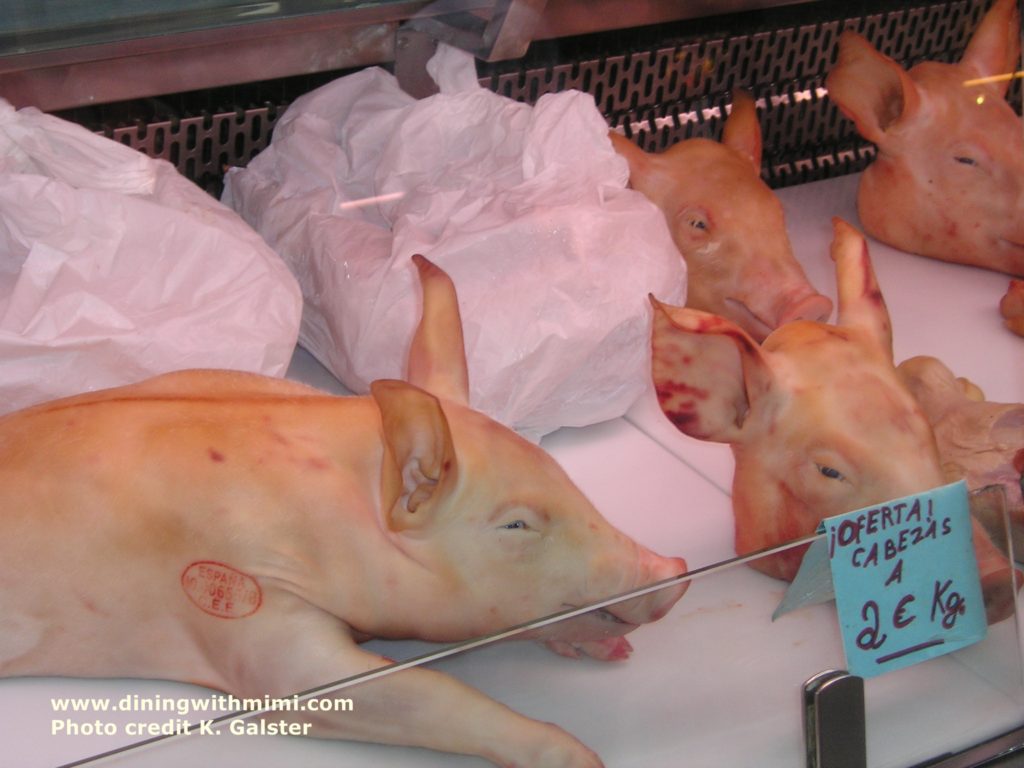 Pigs fo sale Barcelona market Pigs fo sale Barcelona market