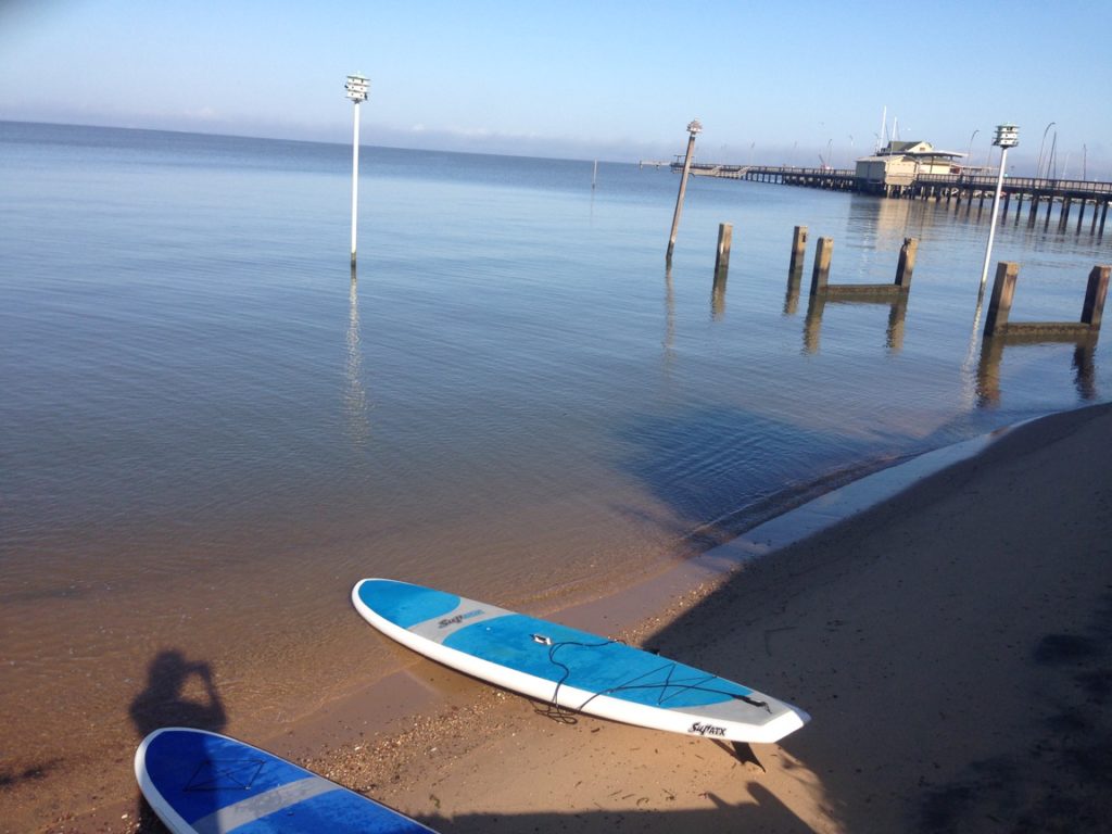 Paddling in the bay