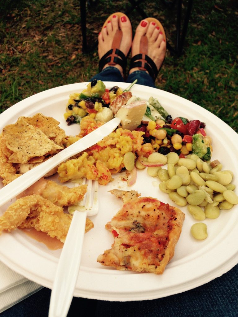 A delicious plate of the offerings at water's edge Weeks Bay