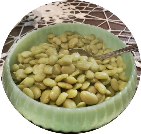 Sweet Baby Lima's in Vintage Jadite Bowl www.diningwithmimi.com