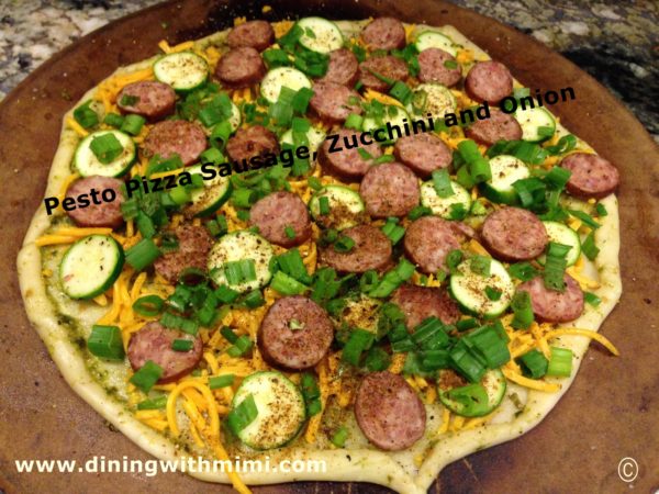 Quick Appetizer Plus Craft Beer- Now! Sausage Zucchini Cheese Onion Pizza www.diningwithmimi.com