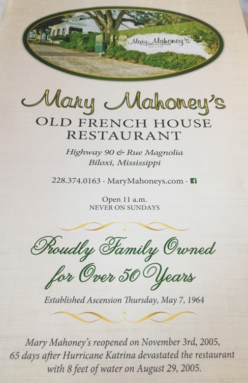 Mary Mahoneys Old French House Restaurant 24 Hours Coastal Mississippi www.diningwithmimi.com