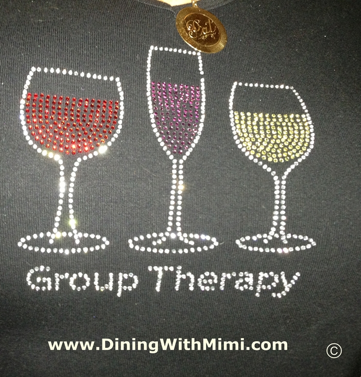 Tshirt with wine choices for therapy Six Film Festival, Food and Friends Tips www.diningwithmimi.com