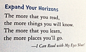 Quote from Dr Seuss Expand Your Horizons Writers Group www.diningwithmimi.com