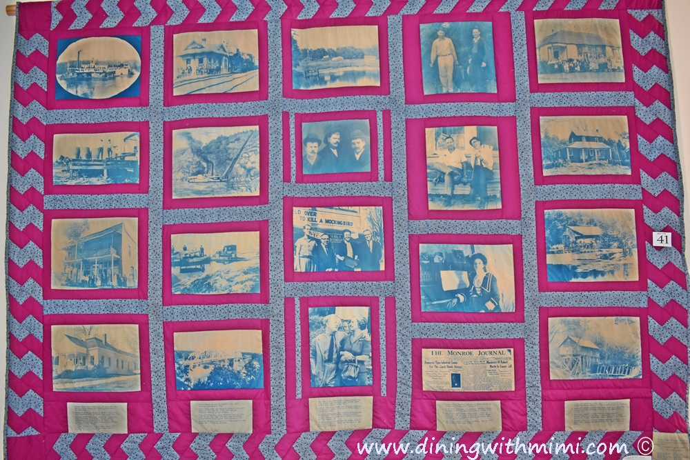 Red, white & blue quilt with scenes from Monroeville Rural Alabama Trip to Inspire