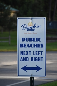 Public Beach access sign for Unwind on Dauphin Island www.diningwithmimi.com