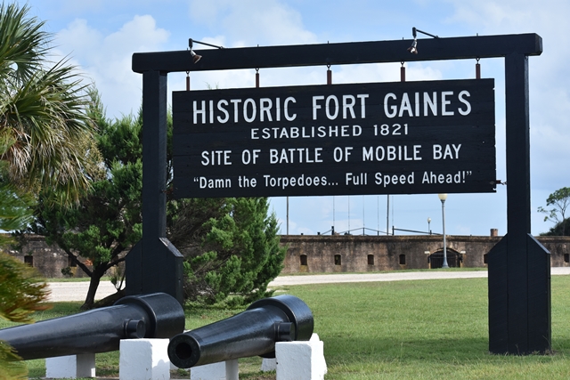Historic Fort Gaines view of cannon for Unwind on Dauphin Island www.diningwithmimi.com