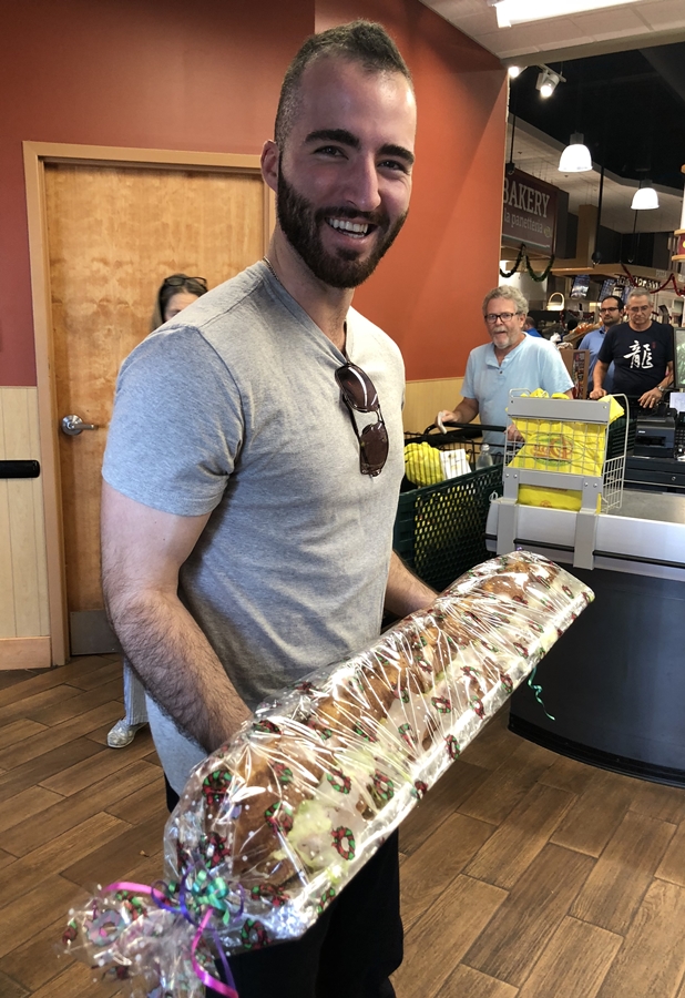 Happy customer at Doris Italian Bakery for Foodie Mecca and Mimi's Travels www.diningwithmimi.com large Doris Market Sandwich Foodie Mecca and Mimi's Travels www.diningwithmimi.com