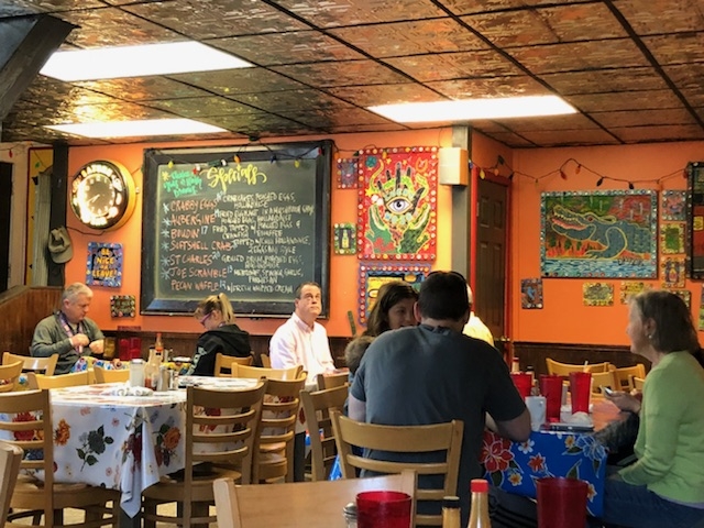 Inside a color painted restaurant in Bywater Need a quickie- Drop into New Orleans for 48 hours www.diningwithmimi.com