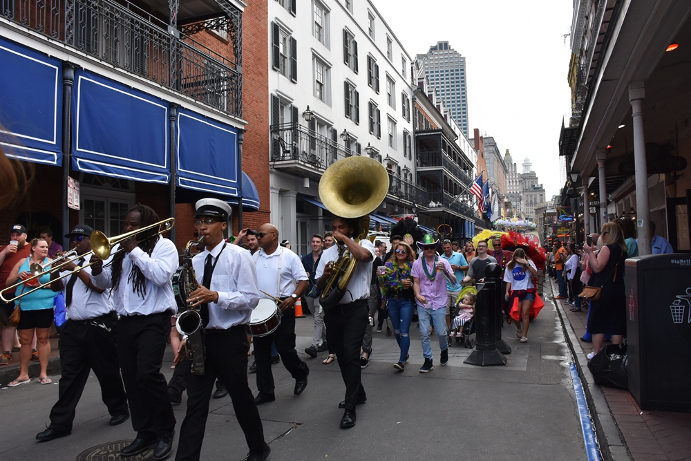NOLA Brass Band playing on Bourbon Streeet Need a quickie-Drop into New Orleans for 48 hours www.diningwithmimi.com