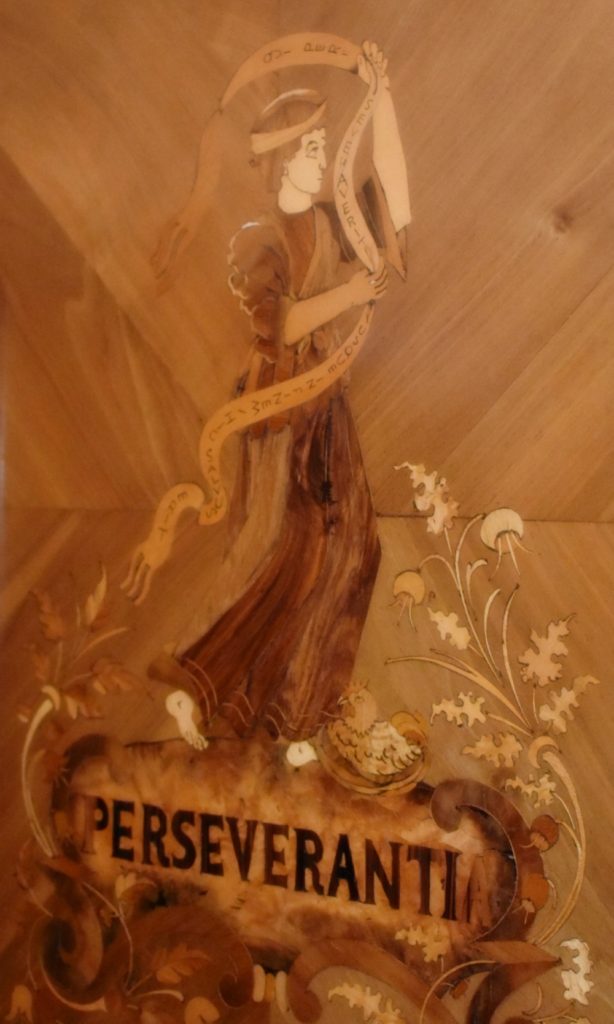 Preserverance depicted in marquetry for Dazed by Engelberg in July www.diningwithmimi.com