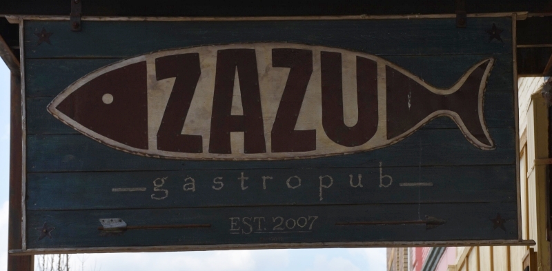 Zazu Gastropub Sign in Adorable Opelika and Songwriters Festival 2020 www.diningwithmimi.com