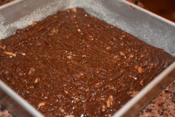 Baking Pan of Mimis Nutty Fudgy Brownies www.diningwithmimi.com