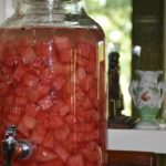 5 gallon beverage dispenser au revoir Covid Hello Summer Watermelon Cocktails www.diningwithmimi.com